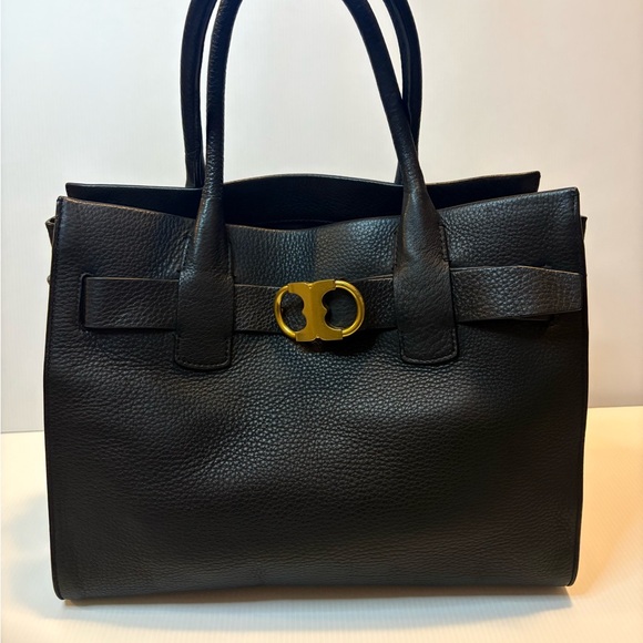 Tory Burch Gemini Link Leather Tote Bag Black 43676 Authentic EUC - Picture 3 of 17